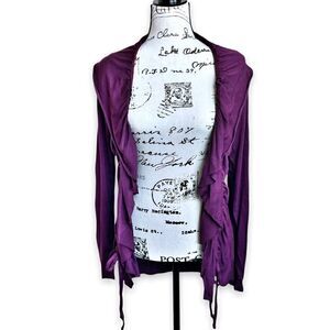 LA made Burgundy/ Plum Colored Duster Cardigan with Ruffles Size S